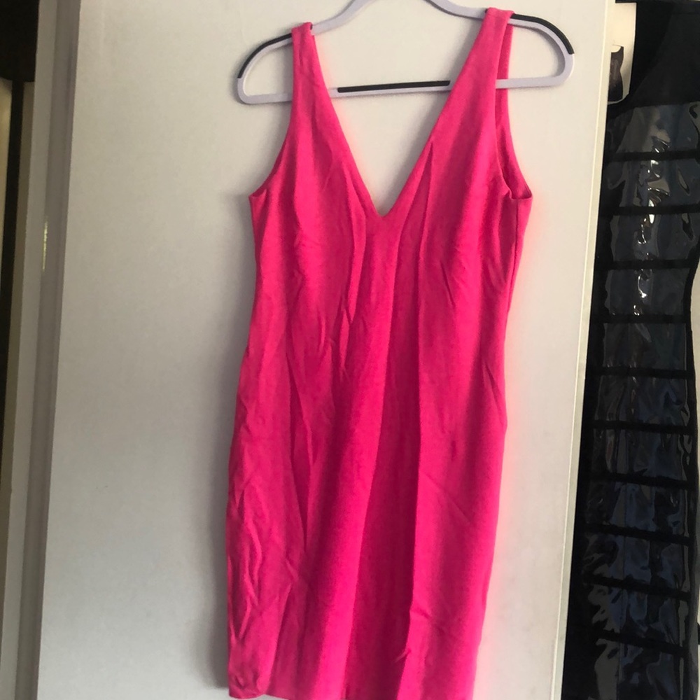 Pink formal dress with low v back